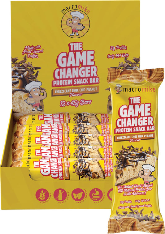 MACRO MIKE- The Game Changer Protein Bar Cheezecake Choc Peanut-12x45g