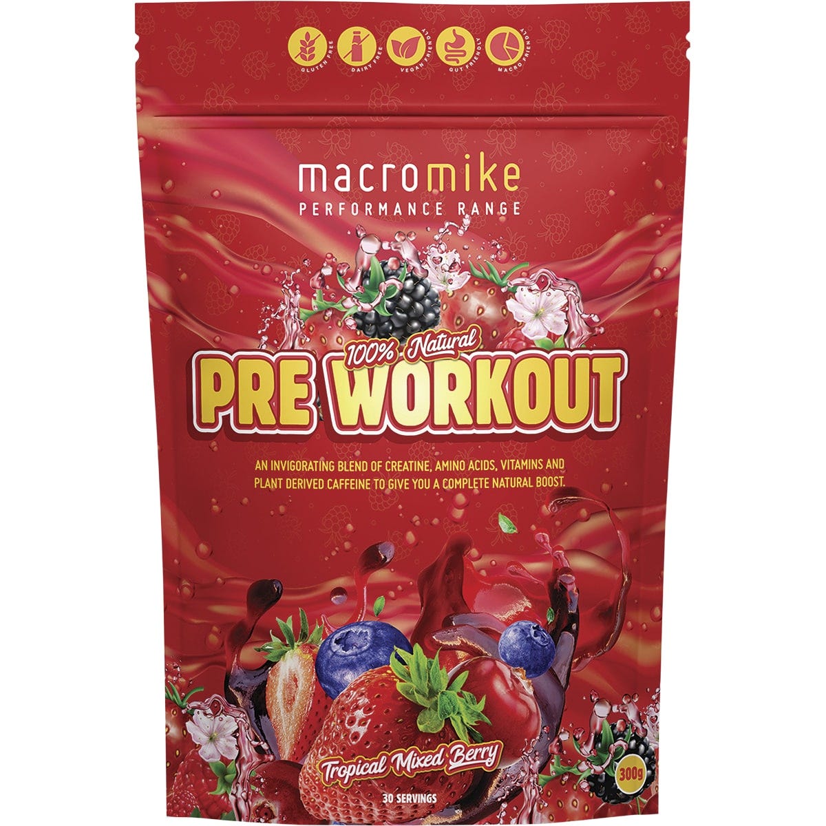 MACRO MIKE- Pre Workout Tropical Mixed Berry-300g