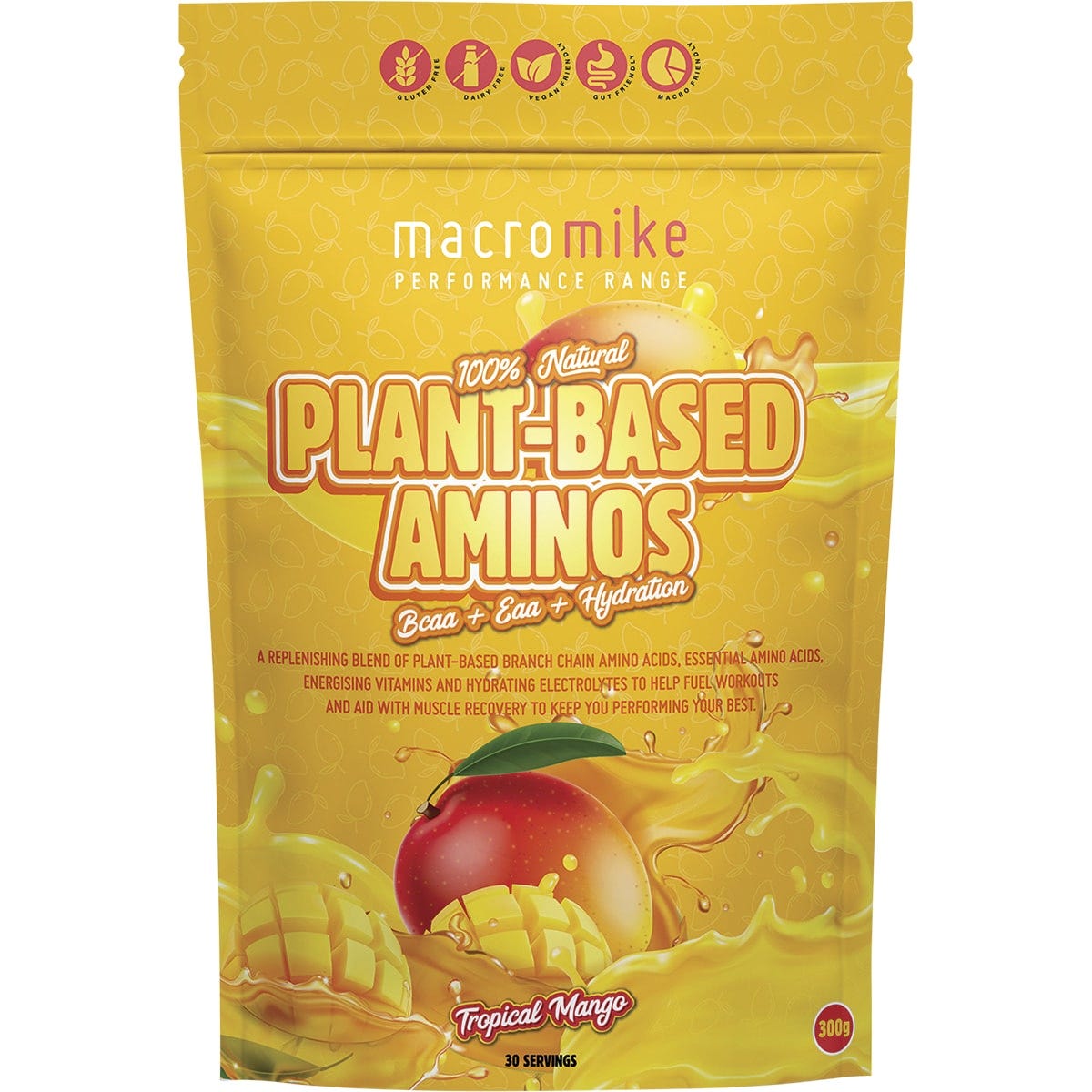 MACRO MIKE- Plant Based Aminos Tropical Mango-300g