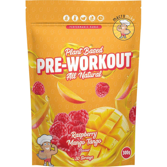 MACRO MIKE- Plant Based Pre Workout Raspberry Mango Tango-300g