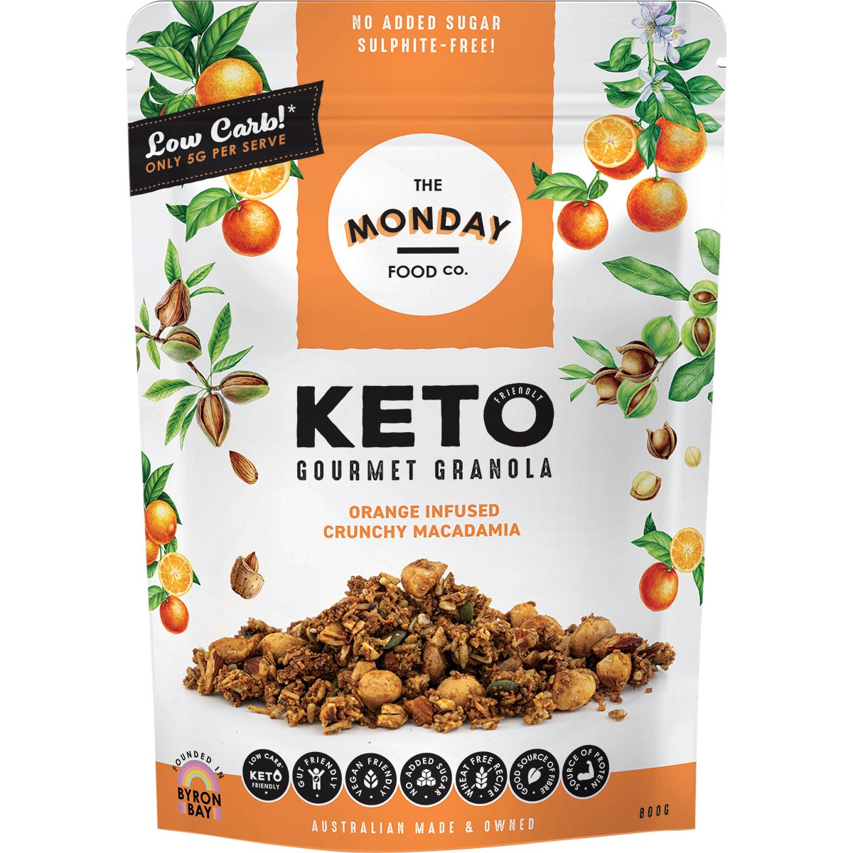 The Monday Food Co.- Keto Gourmet Granola Orange Infused Crunchy Macadamia-800g