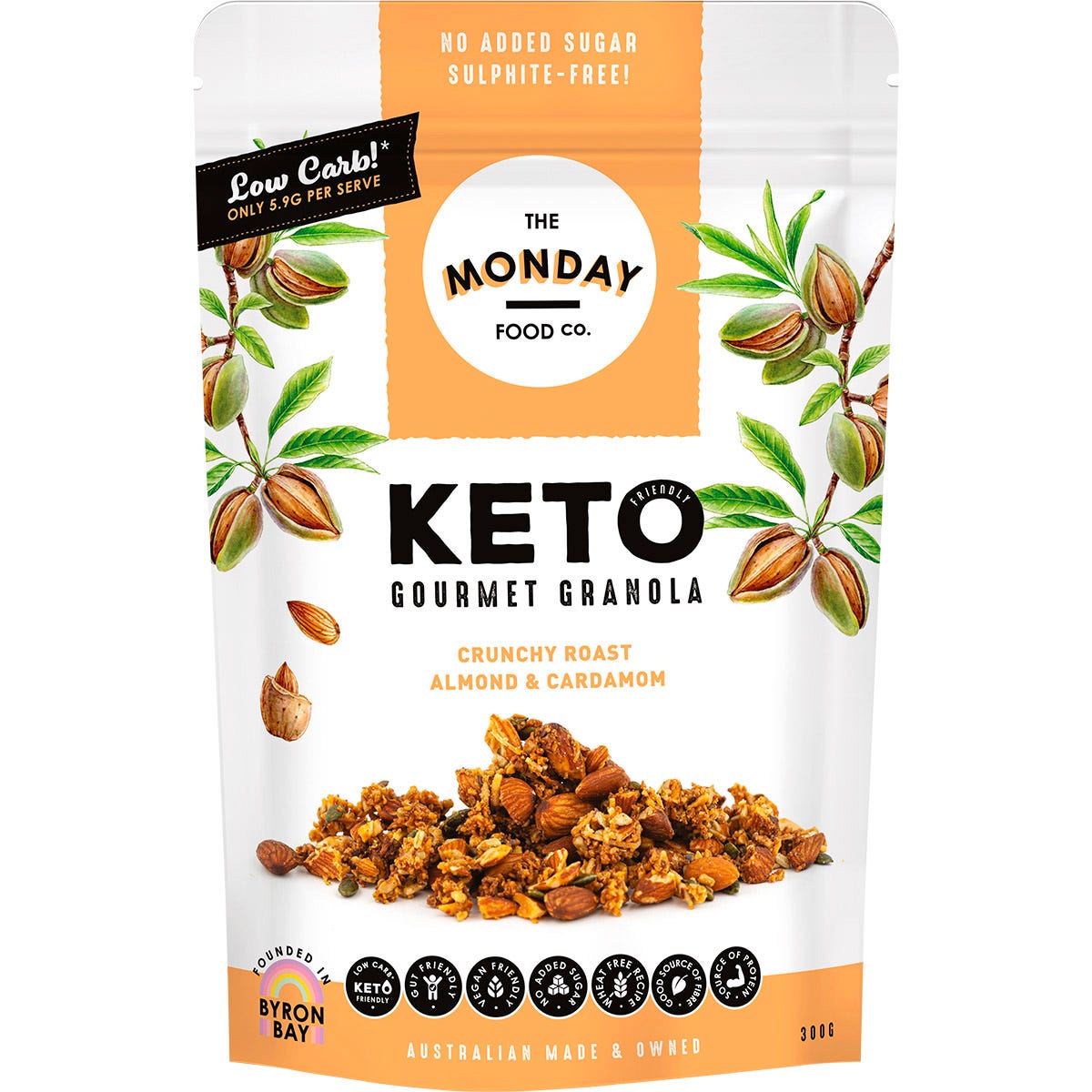 The Monday Food Co.- Keto Gourmet Granola Crunchy Roast Almond & Cardamon-300g