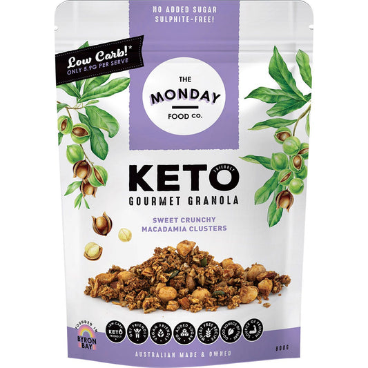 The Monday Food Co.- Keto Gourmet Granola Sweet Crunchy Macadamia Clusters-800g