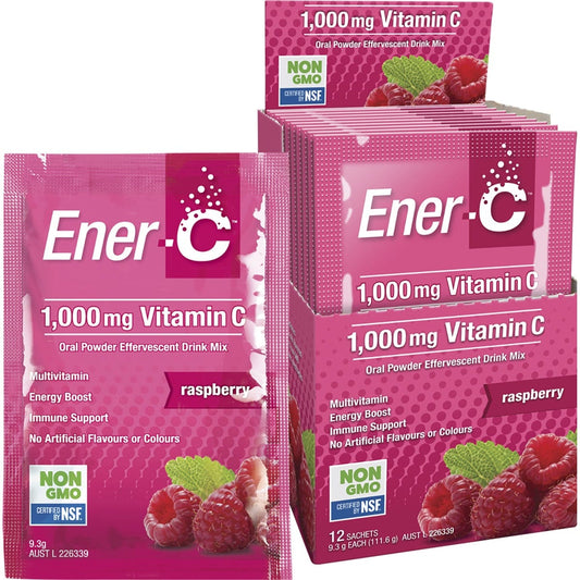 Martin & Pleasance- Ener-C 1000mg Vitamin C Drink Mix Raspberry Sachets-12pk