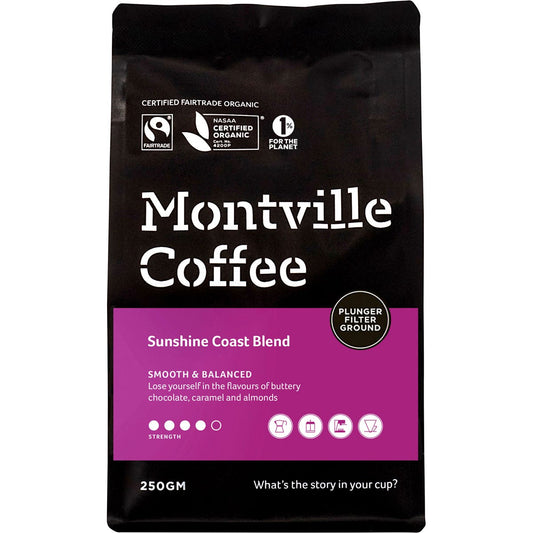Montville Coffee- Coffee Ground Plunger Sunshine Coast Blend-250g