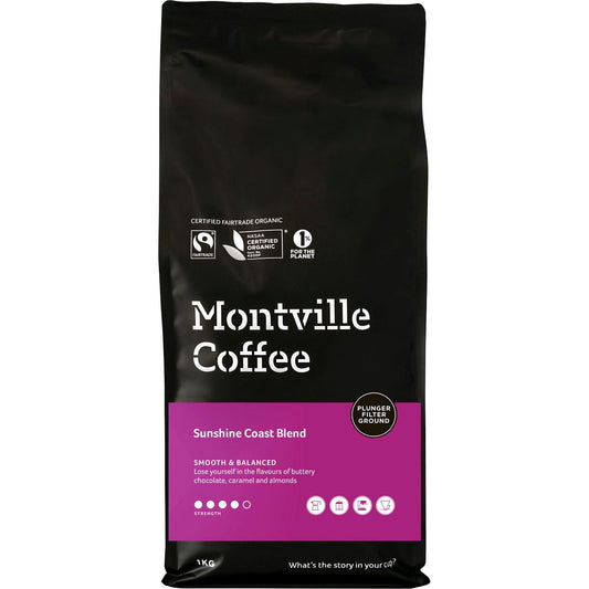 Montville Coffee- Coffee Ground Plunger Sunshine Coast Blend-1kg