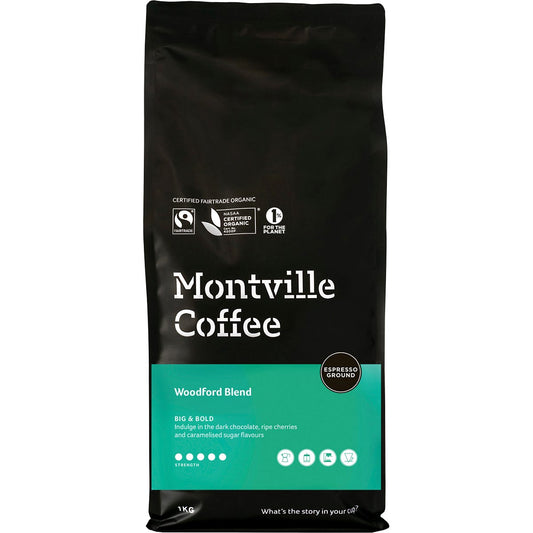 Montville Coffee- Coffee Ground Espresso Woodford Blend-1kg