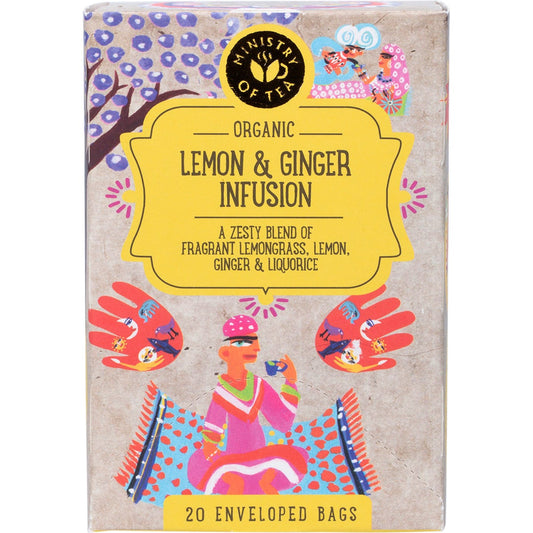 Ministry of Tea- Organic Lemon & Ginger Infusion Tea Bags-20pk