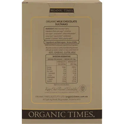 Organic Times- Milk Chocolate Sultanas-150g