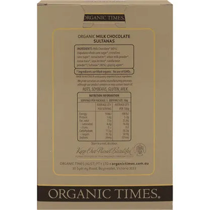 Organic Times- Milk Chocolate Sultanas-150g