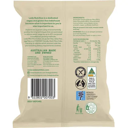 Leda- Mini Rice Cakes Dark Chocolate-6x60g