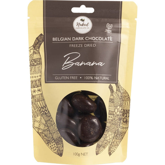 Naked Chocolate Co- Freeze Dried Banana Dark Chocolate-100g