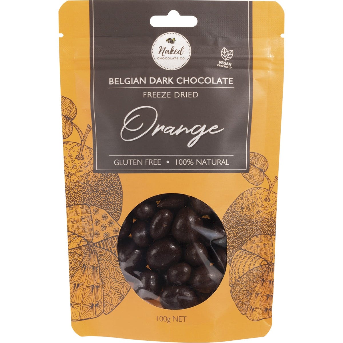 Naked Chocolate Co- Freeze Dried Orange Dark Chocolate-100g
