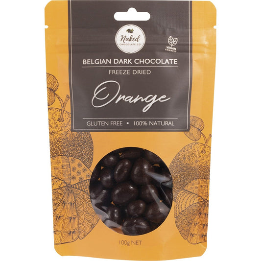 Naked Chocolate Co- Freeze Dried Orange Dark Chocolate-100g