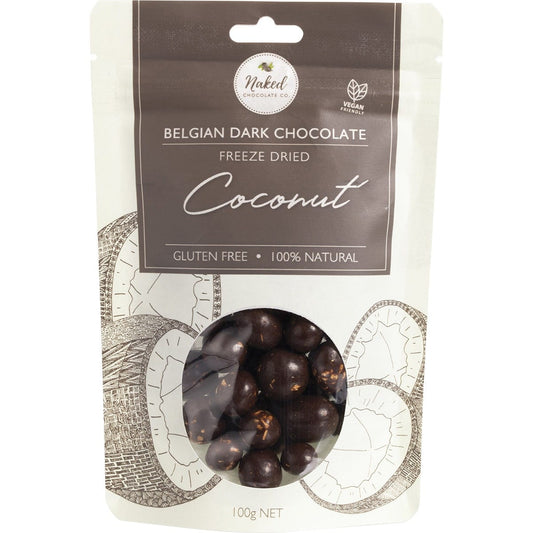 Naked Chocolate Co- Freeze Dried Coconut Dark Chocolate-100g