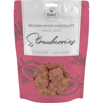 Naked Chocolate Co- Freeze Dried Strawberries White Chocolate-90g