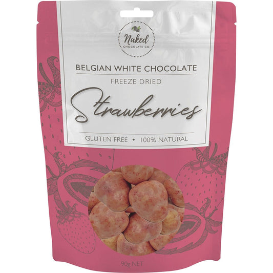 Naked Chocolate Co- Freeze Dried Strawberries White Chocolate-90g
