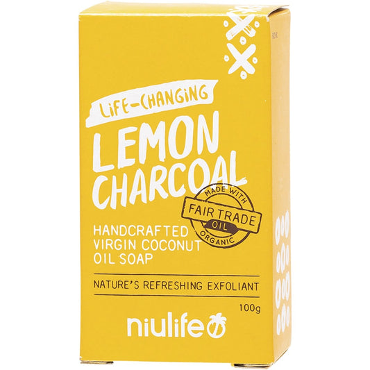 Niulife- Coconut Oil Soap Lemon Charcoal-100g