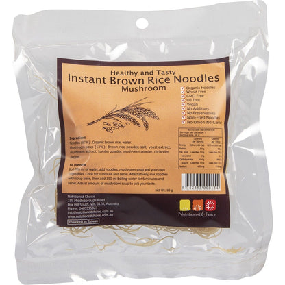 Nutritionist Choice- Instant Brown Rice Noodles Mushroom-60g