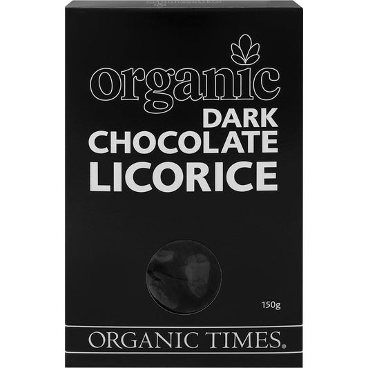 Organic Times- Dark Chocolate Licorice-150g