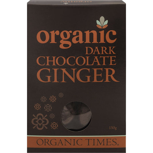 Organic Times- Dark Chocolate Ginger-150g