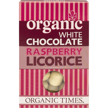 Organic Times- White Chocolate Raspberry Licorice-150g