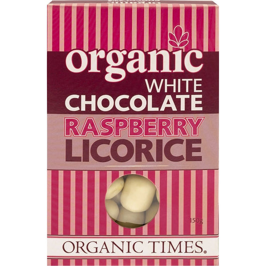 Organic Times- White Chocolate Raspberry Licorice-150g
