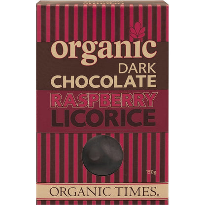 Organic Times- Dark Chocolate Raspberry Licorice-150g