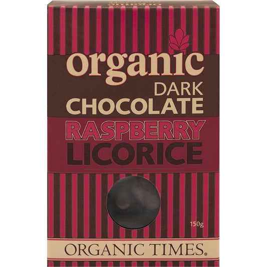 Organic Times- Dark Chocolate Raspberry Licorice-150g