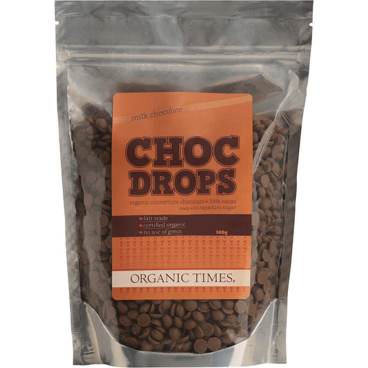Organic Times- Choc Drops Milk Couverture Drops-500g