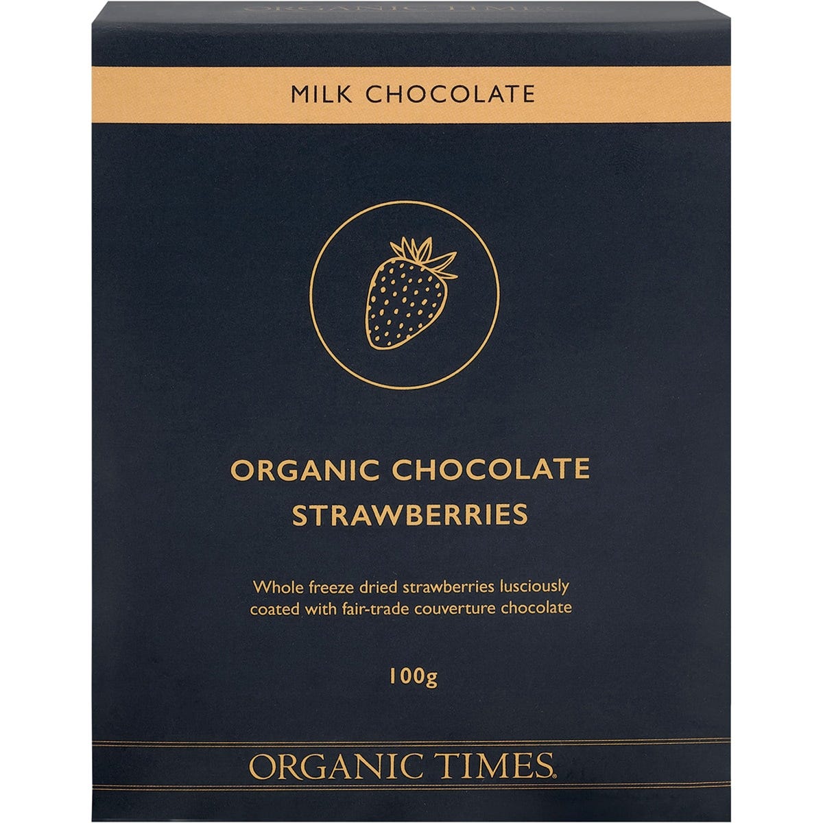 Organic Times- Milk Chocolate Strawberries-100g