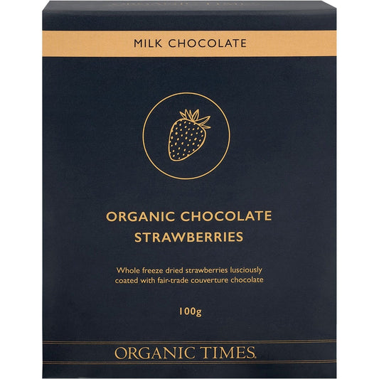 Organic Times- Milk Chocolate Strawberries-100g