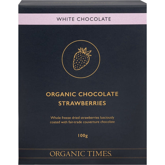 Organic Times- White Chocolate Strawberries-100g