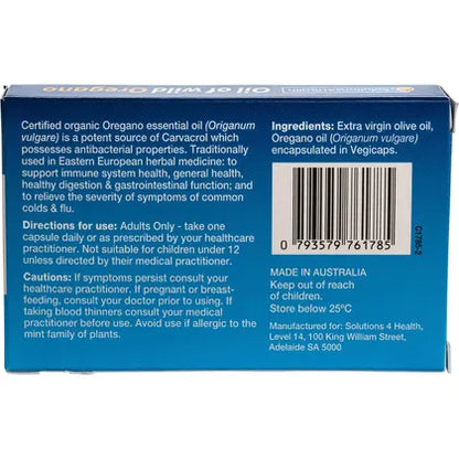 Solutions 4 Health- Oil of Wild Oregano VegeCaps-120 Caps