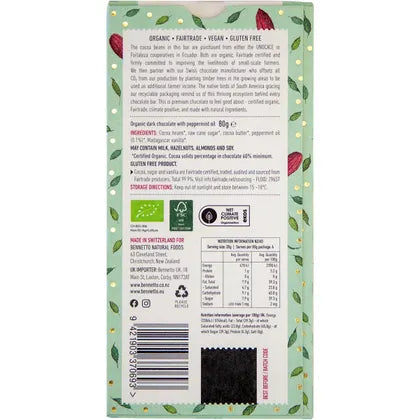 Bennetto- Organic Dark Chocolate Dark Mint-12x80g