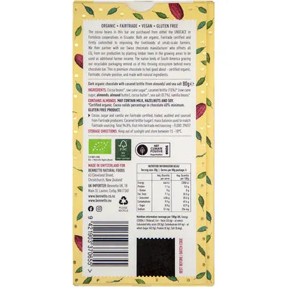 Bennetto- Organic Dark Chocolate Dark Salted Caramel-12x80g