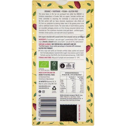 Bennetto- Organic Dark Chocolate Dark Salted Caramel-12x80g