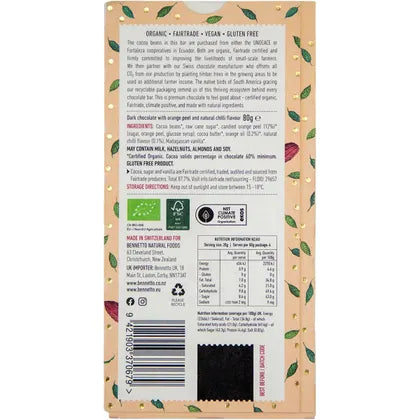 Bennetto- Organic Dark Chocolate Orange with Chilli-12x80g