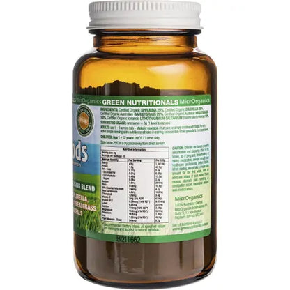 Green Nutritionals- Organic Green Superfoods Vegan Capsules 600mg-120 Caps