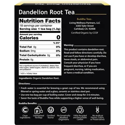 Buddha Teas- Organic Herbal Tea Bags Dandelion Root Tea-18pk