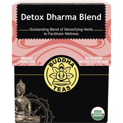 Buddha Teas- Organic Herbal Tea Bags Detox Dharma Blend-18pk