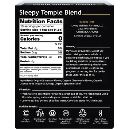 Buddha Teas- Organic Herbal Tea Bags Sleepy Temple Blend-18pk