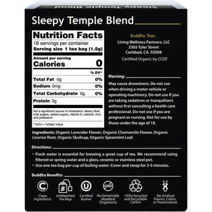 Buddha Teas- Organic Herbal Tea Bags Sleepy Temple Blend-18pk