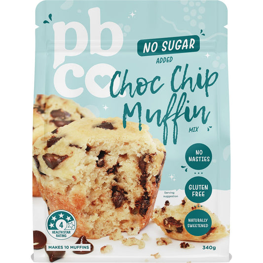 PBco- Choc Chip Muffin Mix No Sugar Added-340g