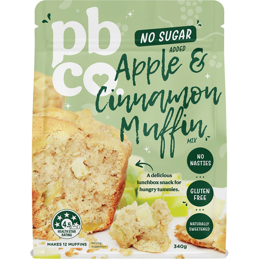 PBco- Apple Cinnamon Muffin Mix No Sugar Added-340g