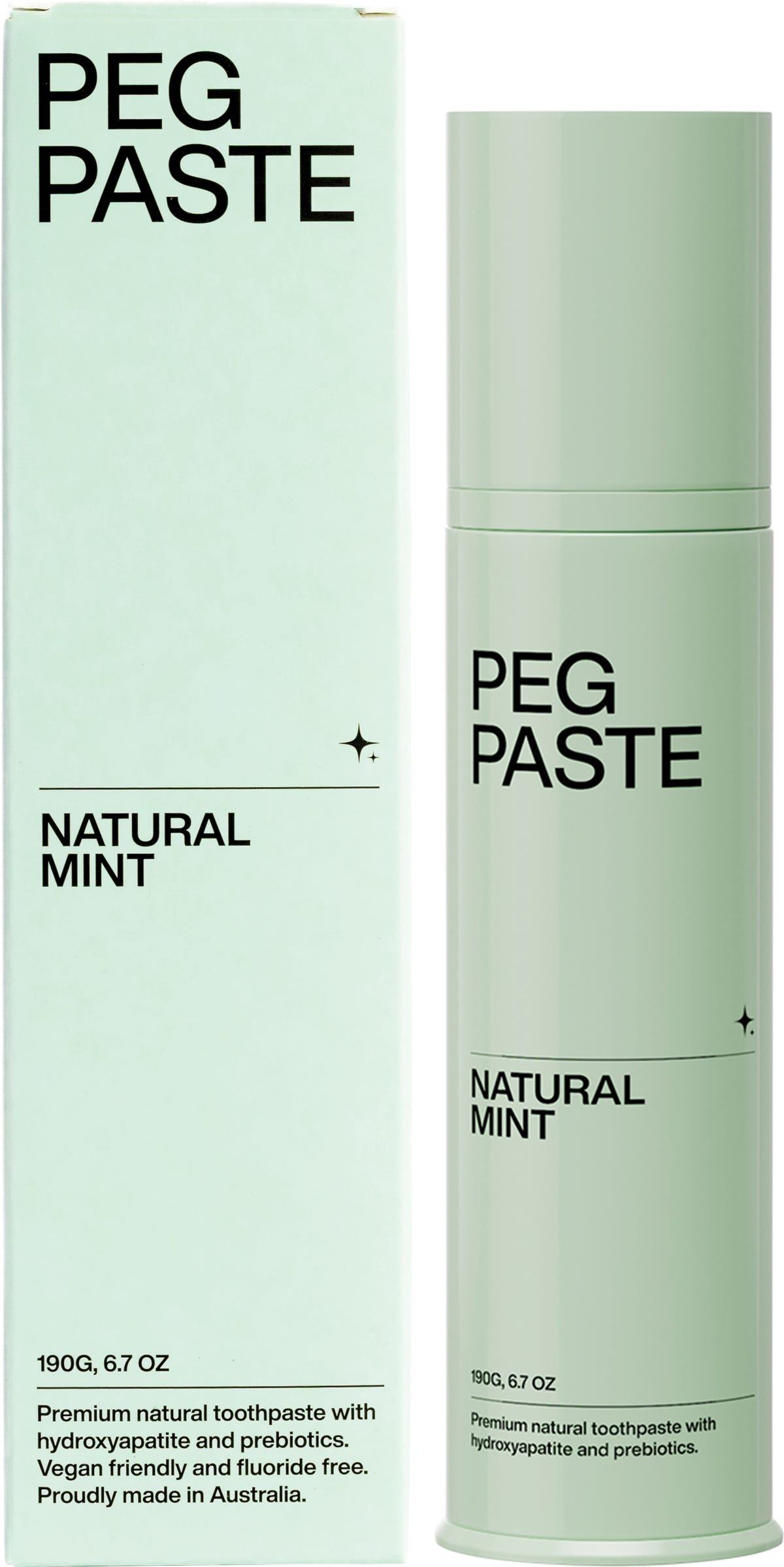 Peg Paste- Natural Toothpaste with Hydroxyapatite Natural Mint-190g
