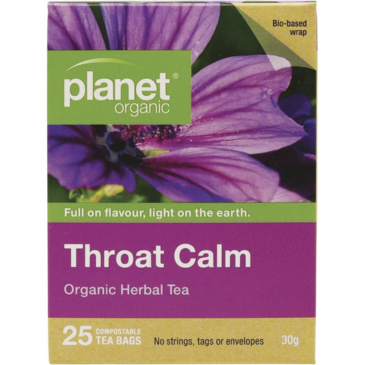 Planet Organic- Throat Calm Herbal Tea Bags-25pk