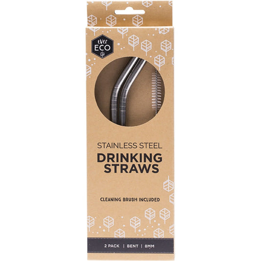 Ever Eco- Stainless Steel Straws Bent-2pk