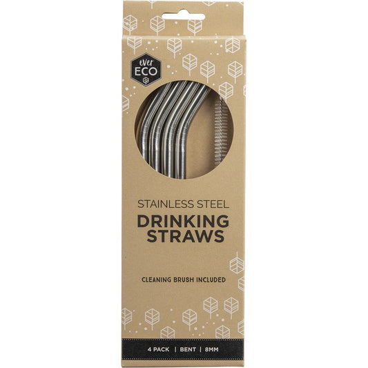 Ever Eco- Stainless Steel Straws Bent-4pk