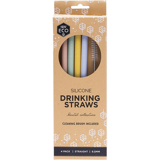 Ever Eco- Silicone Straws Straight Pastel Collection-4pk